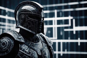 Iron Man's Futuristic Armor Silhouette Pattern in High-Tech Futurism