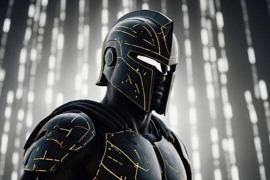 Iron Man's Futuristic Armor Silhouette Pattern in High-Tech Futurism