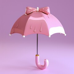 Cute pink umbrella on background.