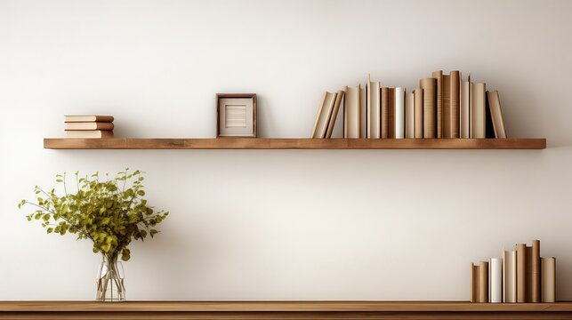 Bookshelf with books and vase - 3D Rendering