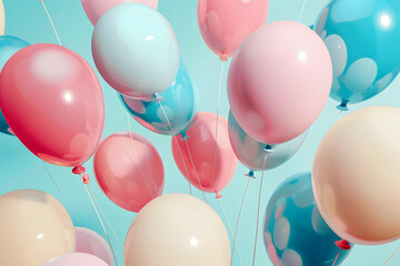 Balloons in 3d style on background.