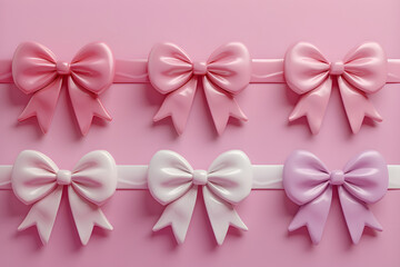 Bow and ribbon in 3D style on background.