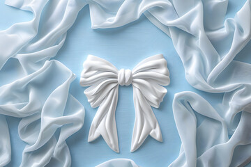 Bow and ribbon in 3D style on background.