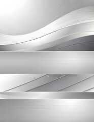 Gray background. Abstract light lines. Wide web banner. White technology backdrop. Smooth geometric website template. Clean business design. Grey texture. Generative AI