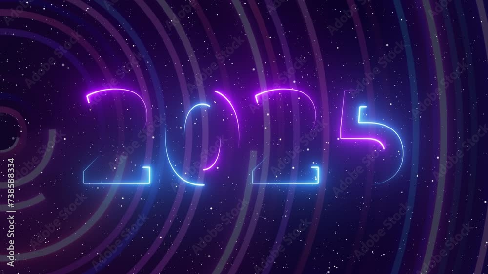 Wall mural 2025 happy new year traveling through star fields space light glowing. space nebula moving with star