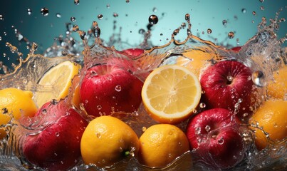 fruit burst colourful splashes