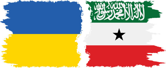 Somaliland and Ukraine grunge flags connection vector