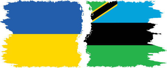 Zanzibar and Ukraine grunge flags connection vector