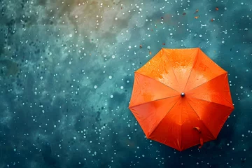 Fotobehang Umbrella with rain drops. Monsoon season. © Pacharee