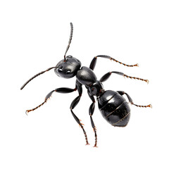 Black ant isolated on transparent or white background