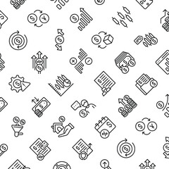 Vector Pattern with Stock Market and Trading, Seamless Background.