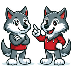 Fototapeta premium cute wolf cartoon vector on white background 