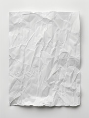 blank crinkled paper isolated on white studio plain background
