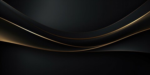 Luxury back gold copper abstract line curve dark space geometric futuristic metal background.