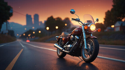 illustration of a photo of an old retro motorbike with a vintage theme