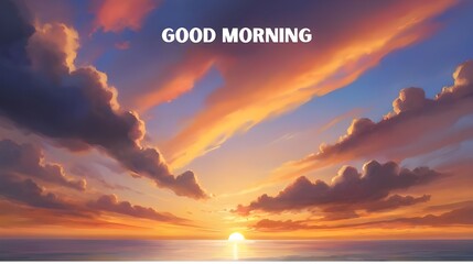 Morning Bliss Unveiled: Infuse joy into Saturday with a radiant sunrise and cheerful morning message, generative AI