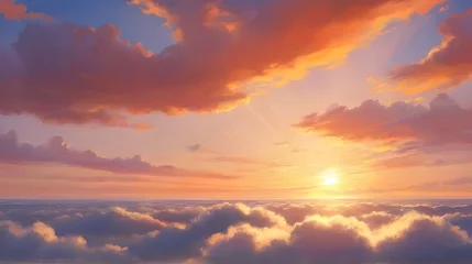 Foto op Plexiglas Saturday's Dawn Delight: A vibrant sunrise canvas adorned with a cheerful 'Good Morning' proclamation, generative AI © Art_spiral