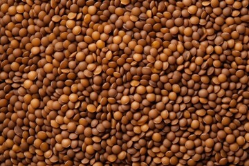 Fototapeta premium Topview grain brown lentils bean uncooked seed pile raw harvest background