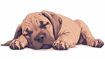sleeping dog illustration great danes, peacefully cute and serene, cozy and dreamy - obrazy, fototapety, plakaty