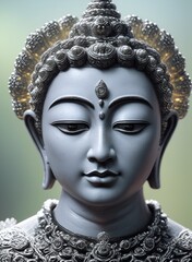 Buddha portrait, god statue. Fashionable background for design projects. Illustrations created using artificial intelligence. Illustrations and Clip Art AI generated.