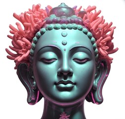 Buddha portrait, god statue. Fashionable background for design projects. Illustrations created using artificial intelligence. Illustrations and Clip Art AI generated.