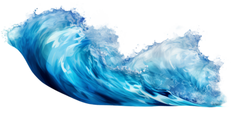 Blue ocean waves isolated on transparent background