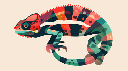 Flat logo of Vector chameleon illustration