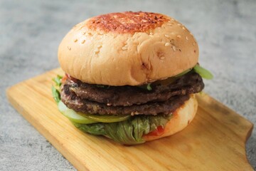 hamburger on table
