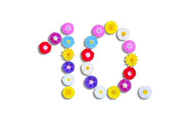 number  written on white background with colorful flowers, Graphic, Illustration