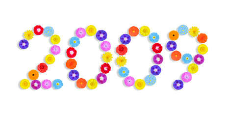 number  written on white background with colorful flowers, Graphic, Illustration