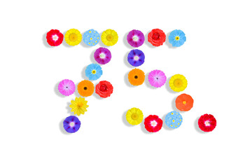 number  written on white background with colorful flowers, Graphic, Illustration