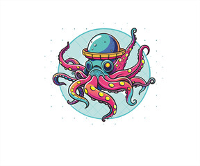 octopus cartoon character mascot logo