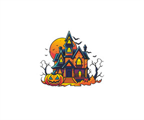 Halloween cemetery cartoon illustration