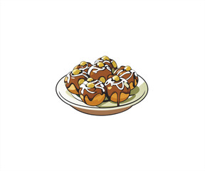 japanesse food takoyaki cartoon illustration