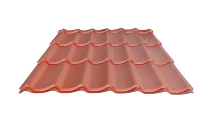 Roof wave ripple profile metal sheet colored wooden texture isolated on white background