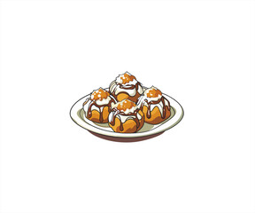 japanesse food takoyaki cartoon illustration