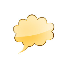 3D golden speech bubble with tail, glass like texture on a clear background. 3D Rendering