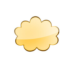 Yellow glass cloud shaped 3D speech bubble, simple mockup design. 3D Rendering
