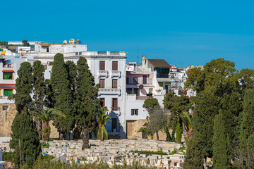 Tangier, Morocco. Old Jewish tombs in the Jewish cemetery between Rue de Portugal and Rue de la Plage.