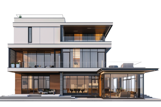modern house isolated on transparent background
