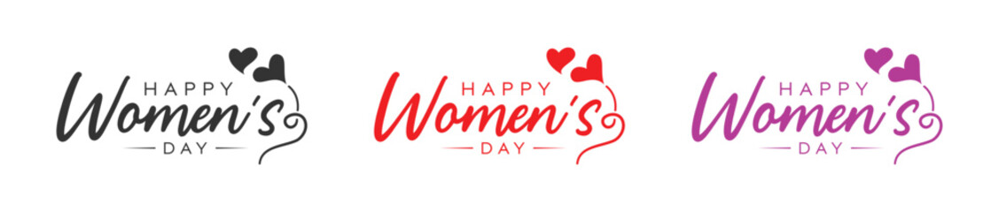 Abstract signature type style happy women's day logo, happy women's day, love logo design - obrazy, fototapety, plakaty