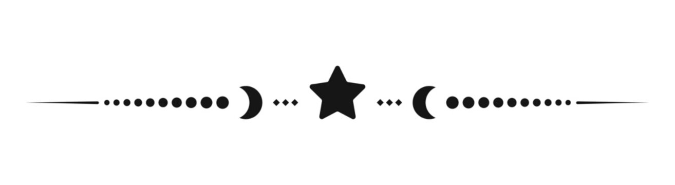 Magical boho star and moon tattoo divider border decoration illustration vector