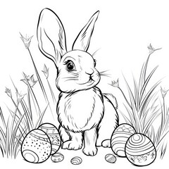 Whimsical Bunny Easter Egg Coloring Pages for Kids