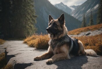 A dog, a stray. A large wolf-like animal surrounded by wild nature.