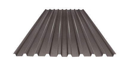 Roof wave ripple profile metal sheet colored wooden texture isolated on white background