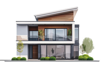 modern house isolated on transparent background