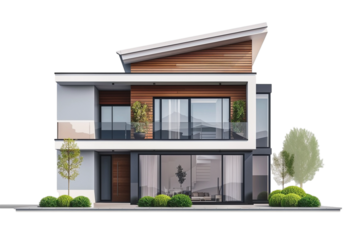 modern house isolated on transparent background