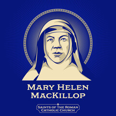 Saints of the Catholic Church. Mary Helen MacKillop (1842-1909) was an Australian religious sister who has been declared a saint by the Catholic Church, as St Mary of the Cross. - obrazy, fototapety, plakaty