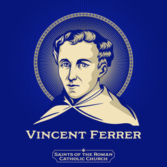 Saints of the Catholic Church. Vincent Ferrer (1350-1419) was a Valencian Dominican friar and preacher, who gained acclaim as a missionary and a logician. - obrazy, fototapety, plakaty