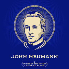 Saints of the Catholic Church. John Neumann (1811-1860) was a Catholic immigrant from Bohemia. Canonized in 1977, he is the only male US citizen to be named a saint. - obrazy, fototapety, plakaty